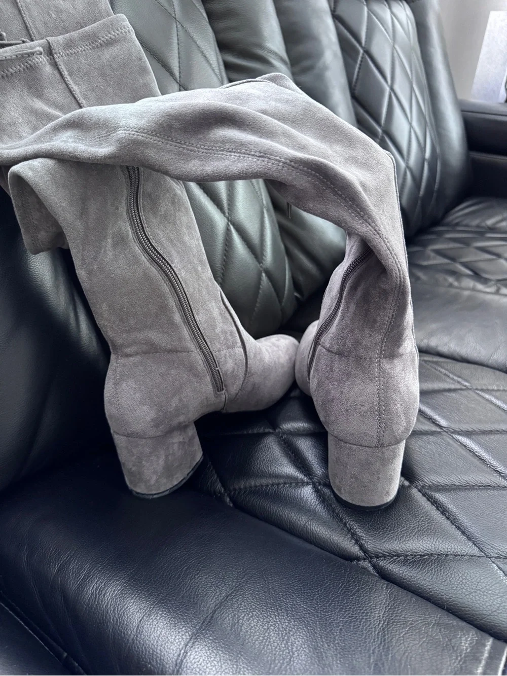 Sugar Grey Over-the-Knee Block Heel Boots